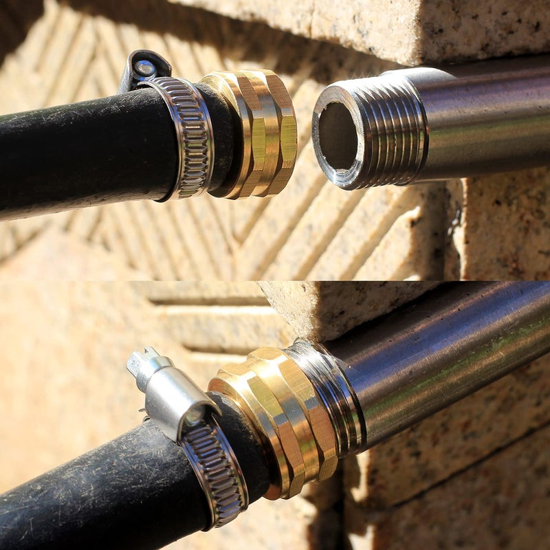 YELUN Solid Brass Garden Hose Repair kit Connector with Stainless Steel Clamps  Male Adapter/Female Garden Hose Swivel Fitting (3/4"" Barb x 3/4"" Female -2 Sets) - Image 3